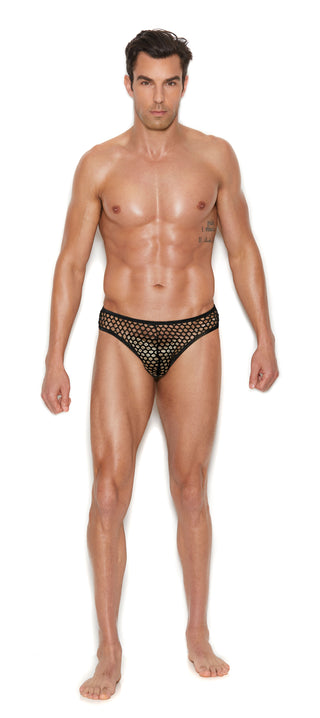 Men's Fishnet Thong Back Brief - Small/medium -  Black EM-82928BLKSM