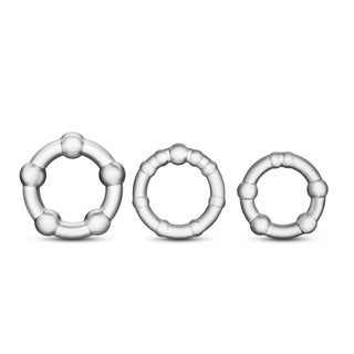 Stay Hard - Beaded Cock Rings - 3 Pack - Clear BL-00012