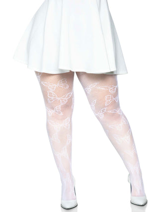 Butterfly Net Tights - 1x/2x - White LA-1412XWHT1X2