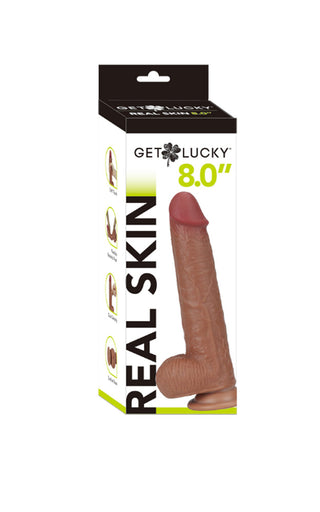 Get Lucky 8 Inch Real Skin Dildo - Light Brown TMN-GL-0664